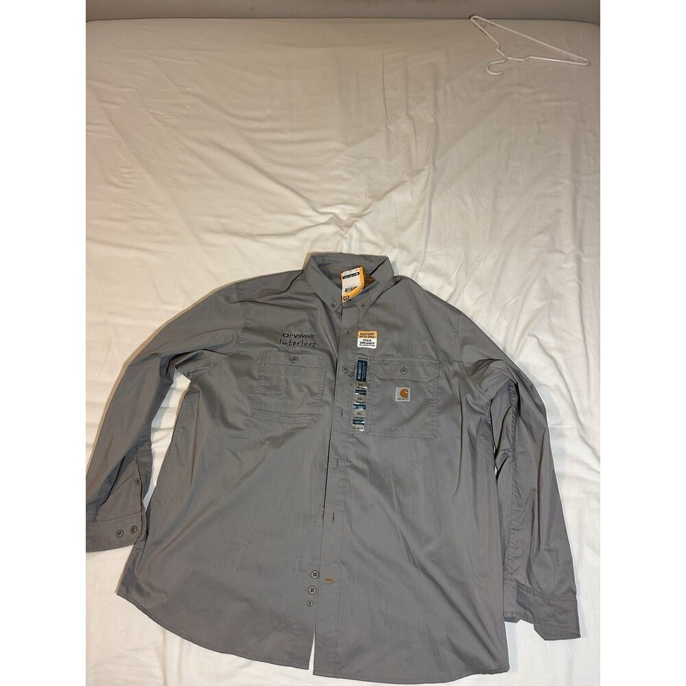 NWT Carhartt Force Ridgefield Shirt 2XL Tall Relaxed Fit Gray FastDry Work